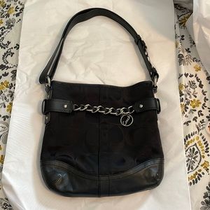 Black coach shoulder bag 11x11” with adjustable strap